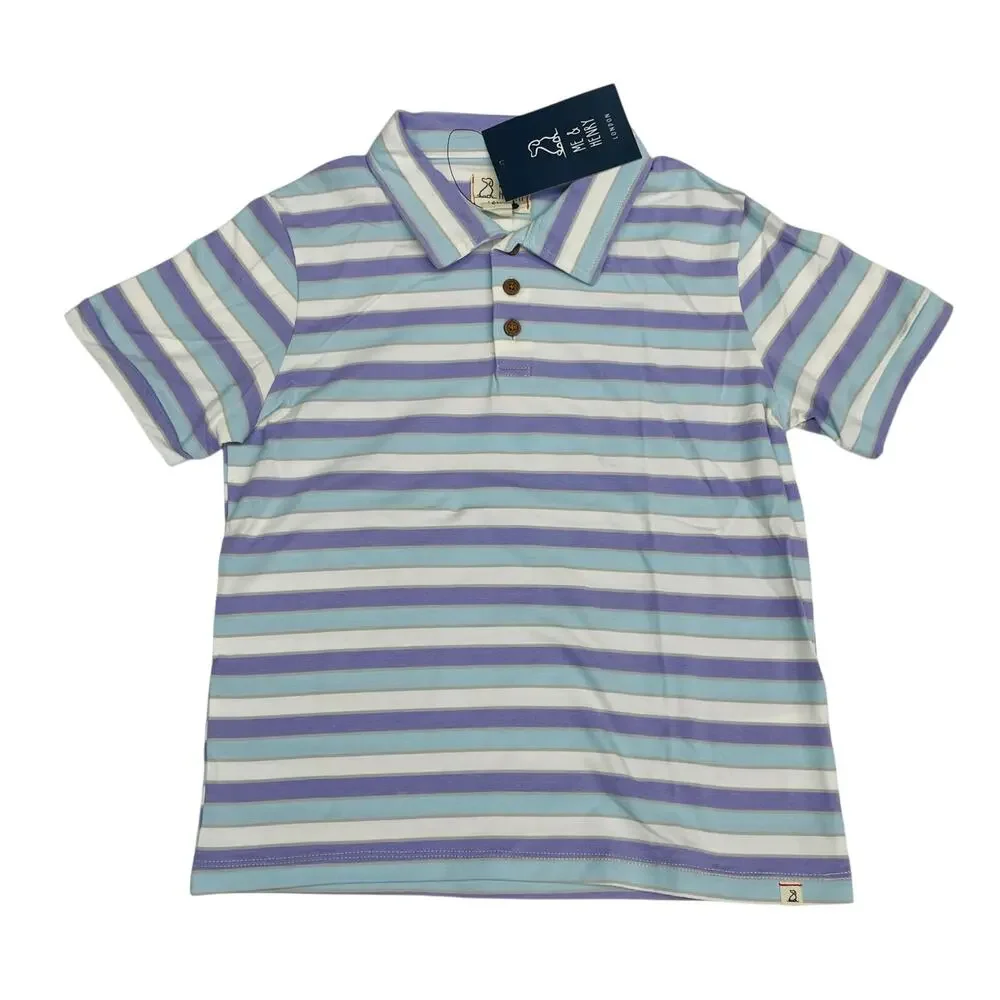 NWT Me & Henry 8/9Y Lilac & Blue Stripe Flagstaff Polo